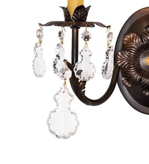  VICTORIAN CRYSTAL ACCENTS STAMPED/CAST METAL LEAF ROSETTE FLOWER ACCENT
