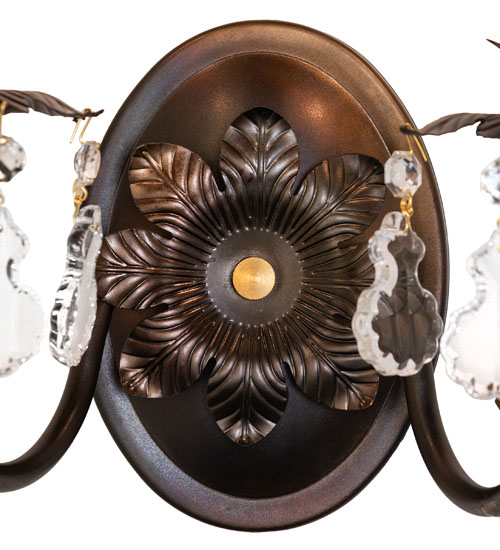  VICTORIAN CRYSTAL ACCENTS STAMPED/CAST METAL LEAF ROSETTE FLOWER ACCENT