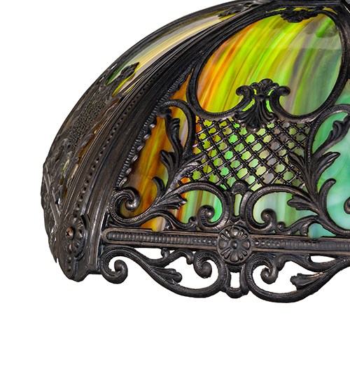  VICTORIAN ART GLASS NOUVEAU STAMPED/CAST METAL LEAF ROSETTE FLOWER ACCENT