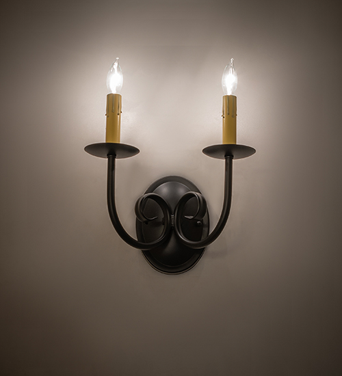  SCROLL FEATURES CRAFTED OF STEEL FAUX CANDLE SLEVES CANDLE BULB ON TOP