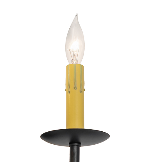  SCROLL FEATURES CRAFTED OF STEEL FAUX CANDLE SLEVES CANDLE BULB ON TOP