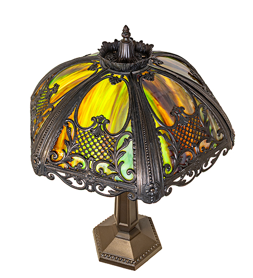  VICTORIAN ART GLASS NOUVEAU STAMPED/CAST METAL LEAF ROSETTE FLOWER ACCENT