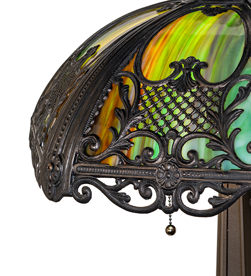  VICTORIAN ART GLASS NOUVEAU STAMPED/CAST METAL LEAF ROSETTE FLOWER ACCENT