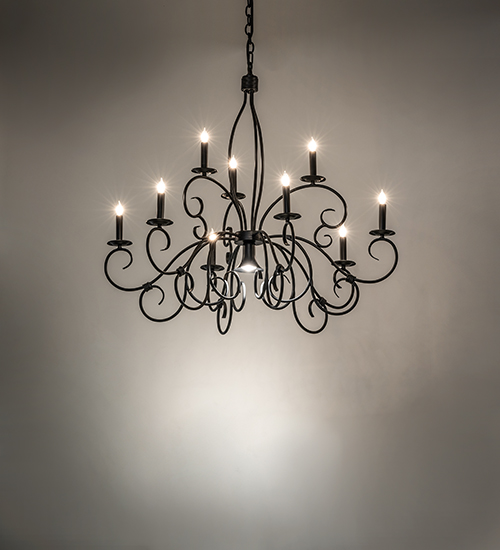  VICTORIAN SCROLL FEATURES CRAFTED OF STEEL FAUX CANDLE SLEVES CANDLE BULB ON TOP