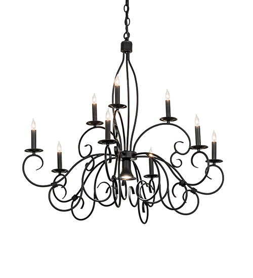  VICTORIAN SCROLL FEATURES CRAFTED OF STEEL FAUX CANDLE SLEVES CANDLE BULB ON TOP