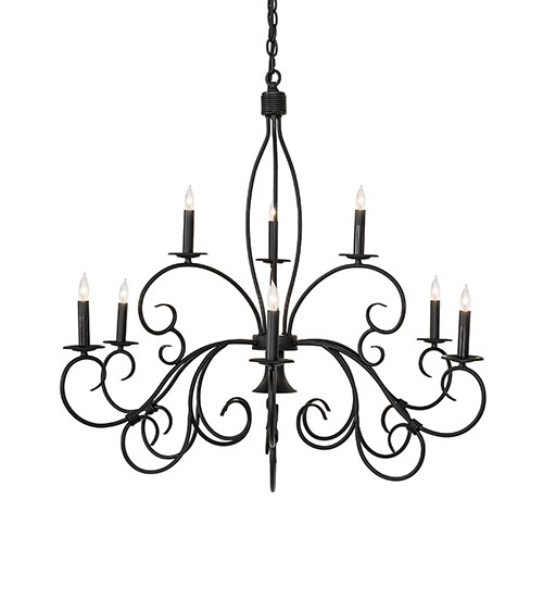  VICTORIAN SCROLL FEATURES CRAFTED OF STEEL FAUX CANDLE SLEVES CANDLE BULB ON TOP