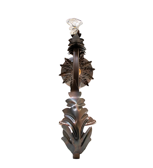  VICTORIAN SCROLL FEATURES CRAFTED OF STEEL CRYSTAL ACCENTS FAUX CANDLE SLEVES CANDLE BULB ON TOP STAMPED/CAST METAL LEAF ROSETTE FLOWER ACCENT