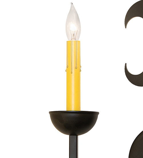 VICTORIAN GOTHIC SCROLL FEATURES CRAFTED OF STEEL FORGED AND CAST IRON FAUX CANDLE SLEVES CANDLE BULB ON TOP