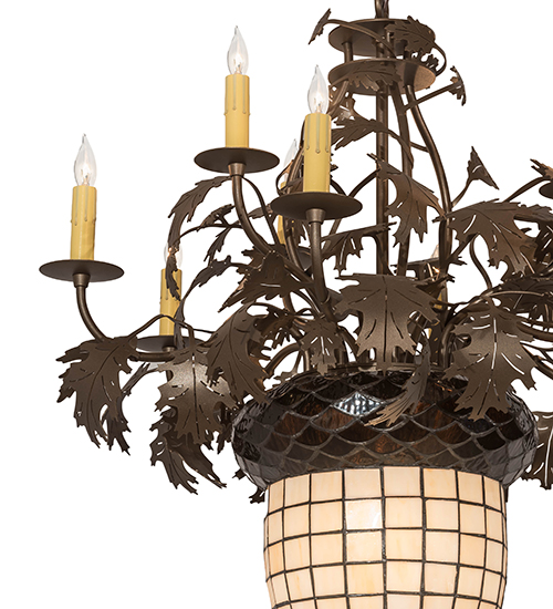  RUSTIC LODGE RUSTIC OR MOUNTIAN GREAT ROOM FAUX CANDLE SLEVES CANDLE BULB ON TOP STAMPED/CAST METAL LEAF ROSETTE FLOWER ACCENT