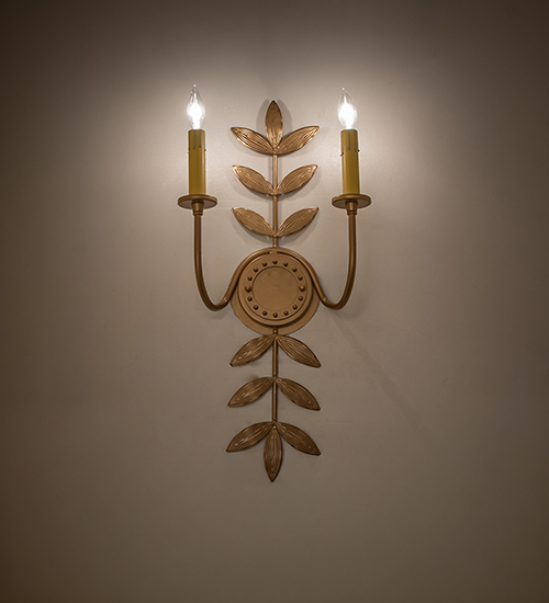  FLORAL FAUX CANDLE SLEVES CANDLE BULB ON TOP STAMPED/CAST METAL LEAF ROSETTE FLOWER ACCENT