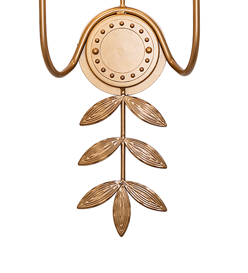  FLORAL FAUX CANDLE SLEVES CANDLE BULB ON TOP STAMPED/CAST METAL LEAF ROSETTE FLOWER ACCENT